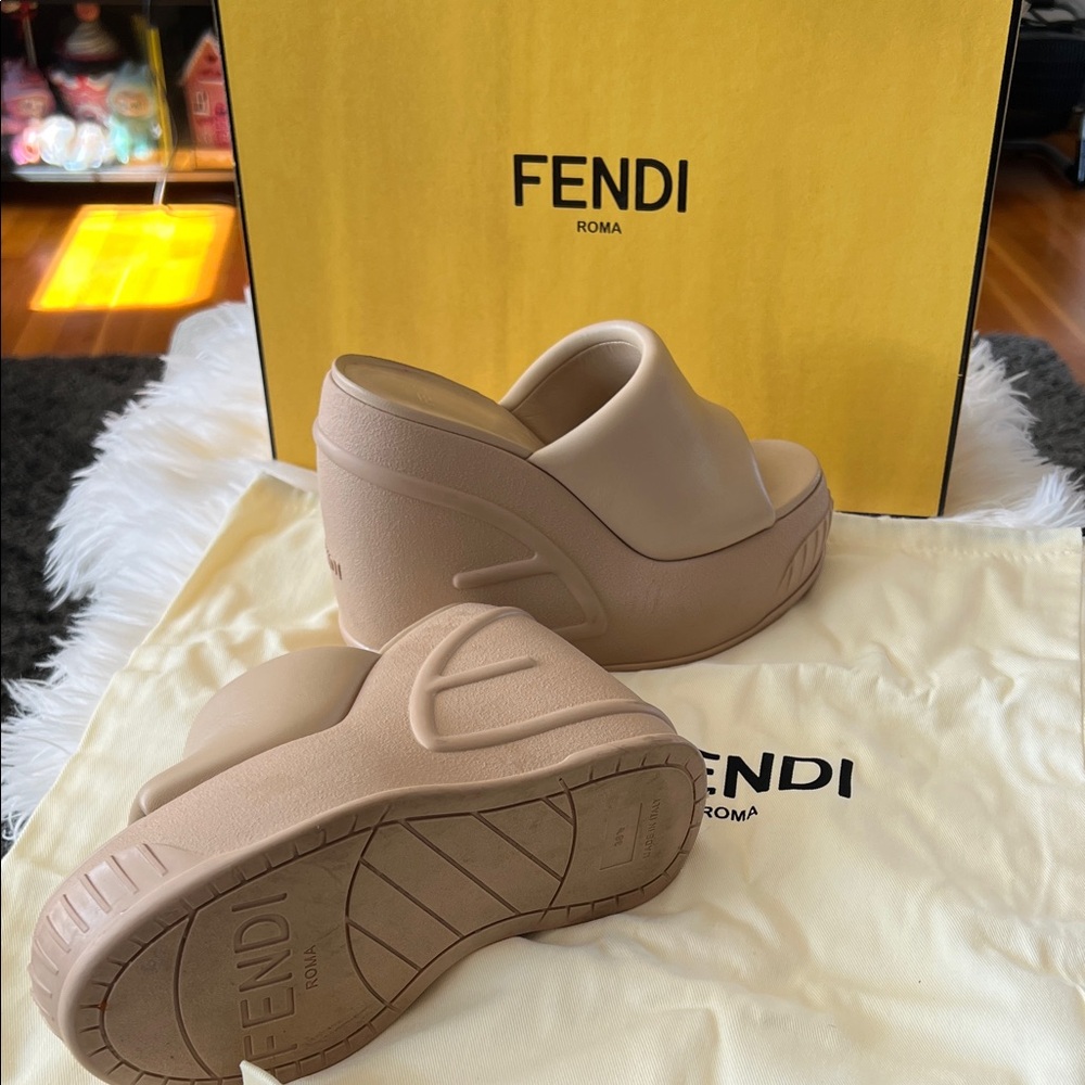 Fendi Women's Cream Wedge Heels